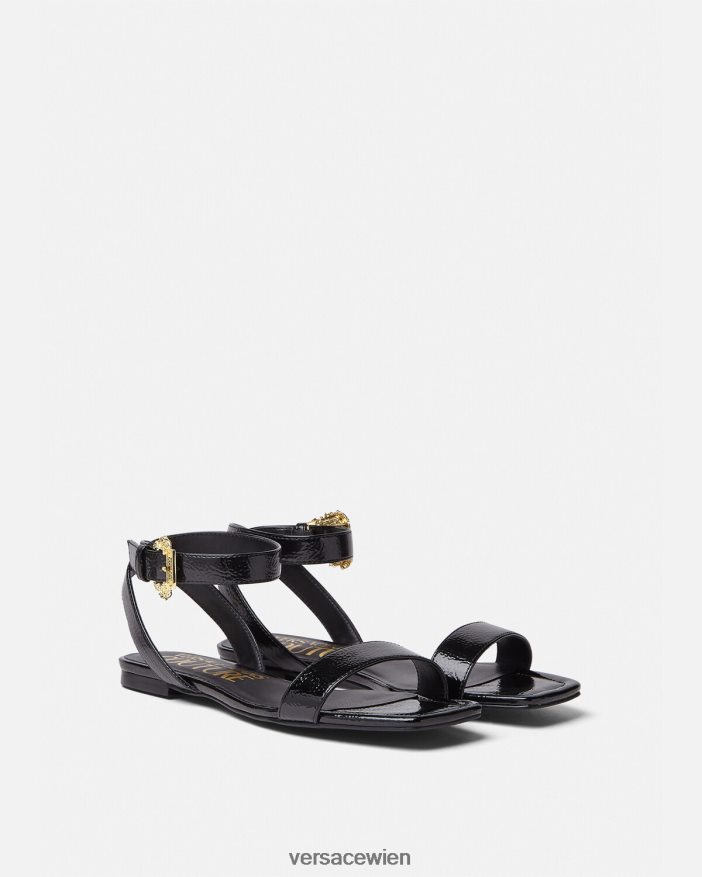 Schwarz Flache Millie-Sandalen mit Barockschnalle Versace Frauen Schuh 8N4XJD2259