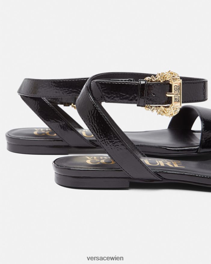 Schwarz Flache Millie-Sandalen mit Barockschnalle Versace Frauen Schuh 8N4XJD2259