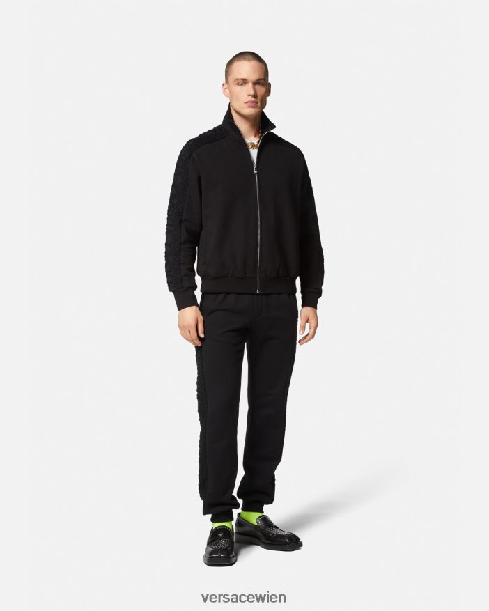 Schwarz Frottee-Sweatshirt mit Logo und Reißverschluss Versace Männer Kleidung 8N4XJD1427