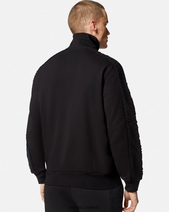 Schwarz Frottee-Sweatshirt mit Logo und Reißverschluss Versace Männer Kleidung 8N4XJD1427