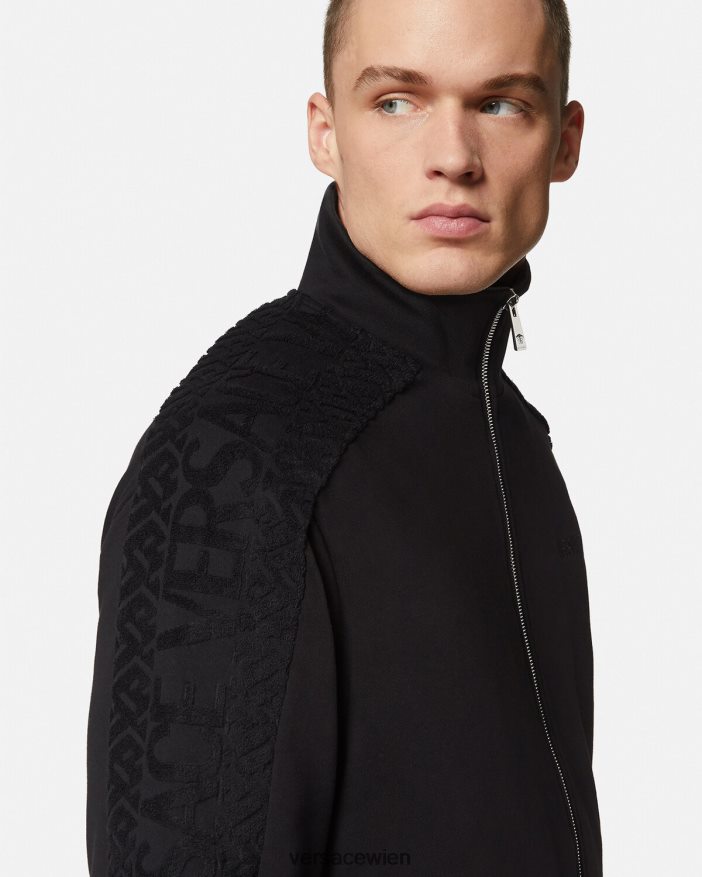 Schwarz Frottee-Sweatshirt mit Logo und Reißverschluss Versace Männer Kleidung 8N4XJD1427