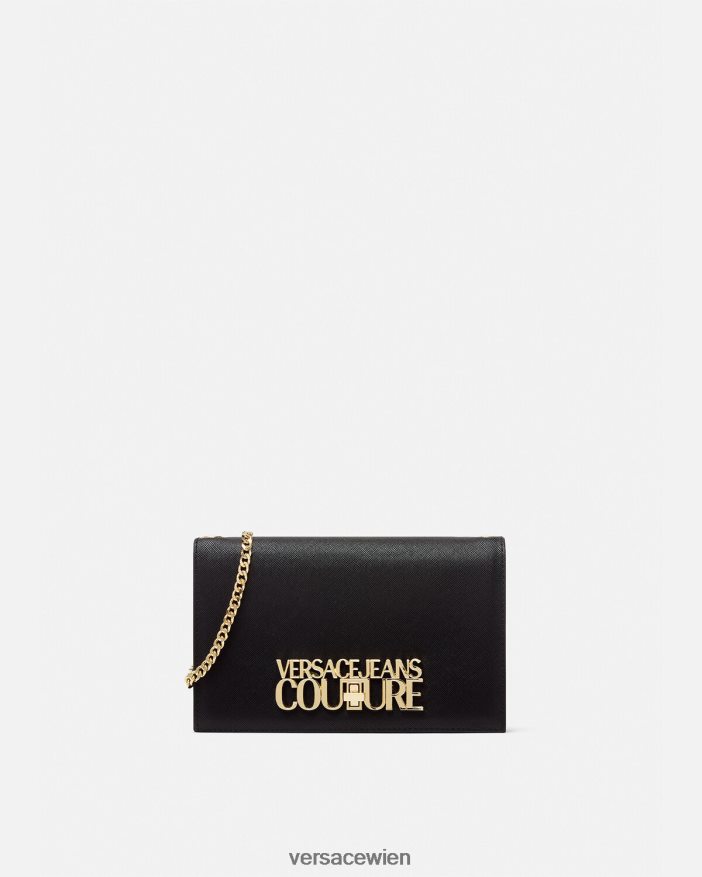 Schwarz Geldbörse mit Logo-Kette Versace Frauen Zubehör 8N4XJD2322
