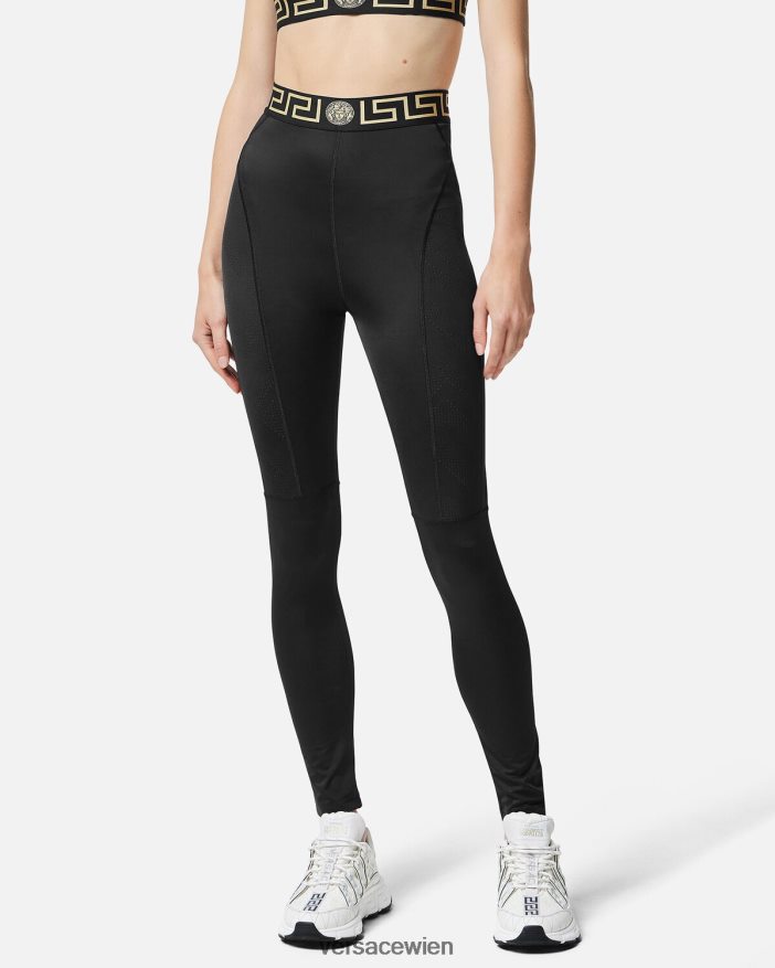 Schwarz Greca-Leggings Versace Frauen Kleidung 8N4XJD235