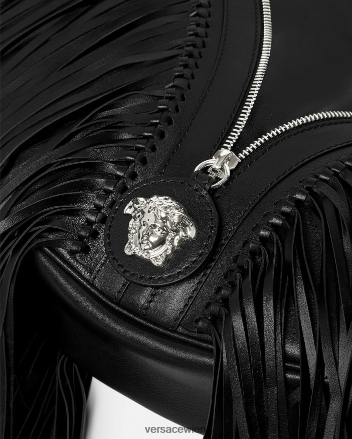 Schwarz Hobo-Tasche mit Fransenmuster Versace Frauen Taschen 8N4XJD298