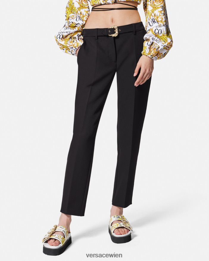 Schwarz Hose mit barocker Schnalle Versace Frauen Kleidung 8N4XJD2150