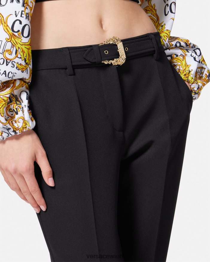 Schwarz Hose mit barocker Schnalle Versace Frauen Kleidung 8N4XJD2150