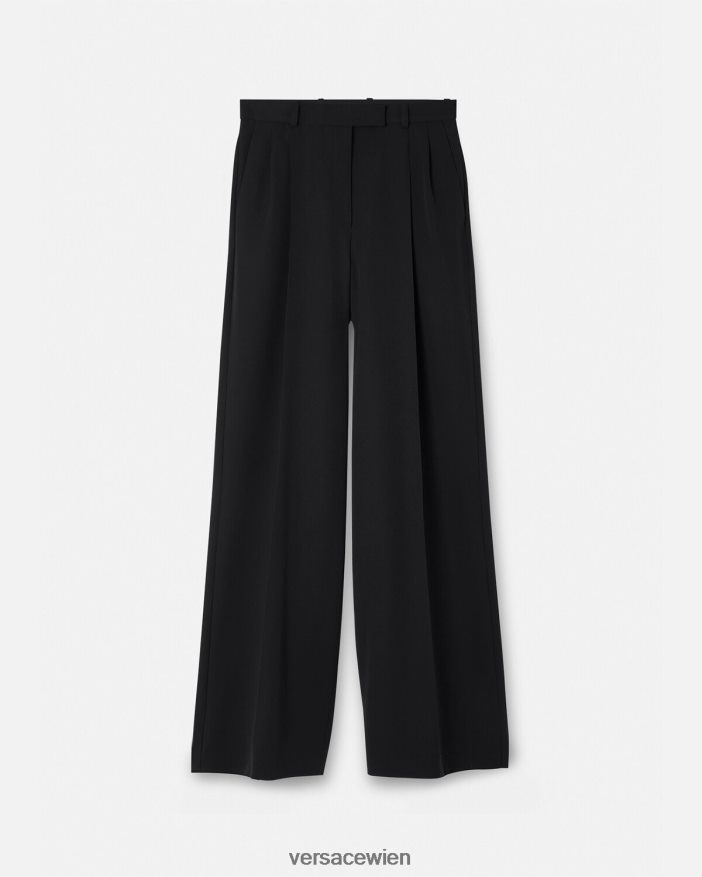 Schwarz Hose mit weitem Bein und Falten Versace Frauen Kleidung 8N4XJD200