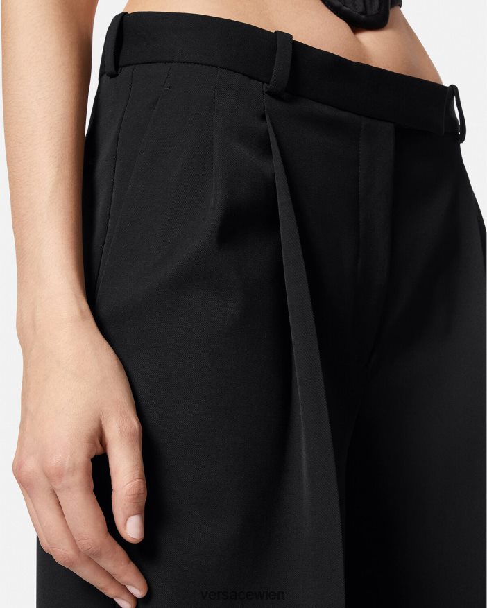 Schwarz Hose mit weitem Bein und Falten Versace Frauen Kleidung 8N4XJD200