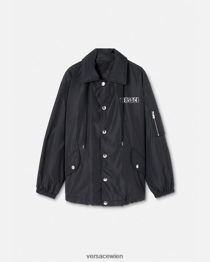Schwarz Jacke aus Nylon mit grafischem Logo Versace Männer Kleidung 8N4XJD1243
