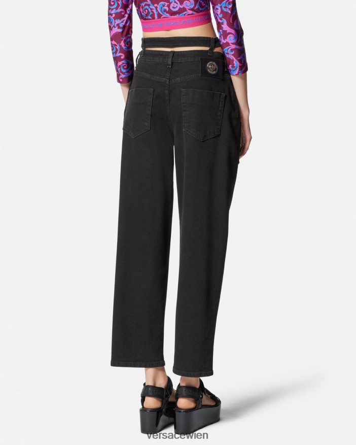 Schwarz Jeans mit Barockschnalle Versace Frauen Kleidung 8N4XJD2148