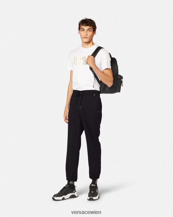 Schwarz Jogginghose mit V-Emblem Versace Männer Kleidung 8N4XJD2367