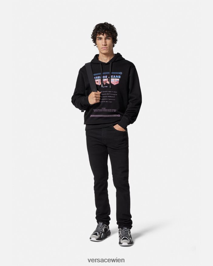 Schwarz Kapuzenpullover mit Garantie-Logo Versace Männer Kleidung 8N4XJD2366