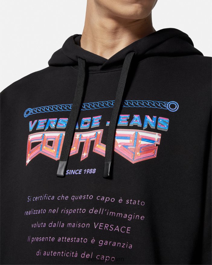 Schwarz Kapuzenpullover mit Garantie-Logo Versace Männer Kleidung 8N4XJD2366