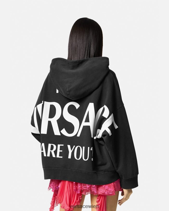 Schwarz Kapuzenpullover mit Logo Versace Frauen Kleidung 8N4XJD144