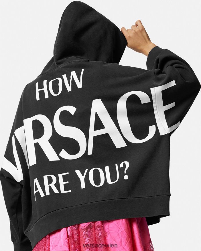 Schwarz Kapuzenpullover mit Logo Versace Frauen Kleidung 8N4XJD144