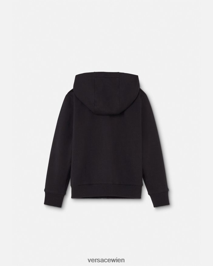 Schwarz Kapuzenpullover mit Medusa-Reißverschluss Versace Kinder Kleidung 8N4XJD1965
