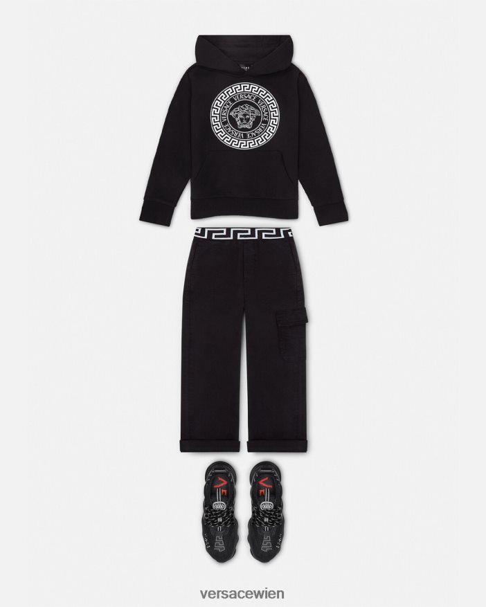Schwarz Kapuzenpullover mit Medusa Versace Kinder Kleidung 8N4XJD2120