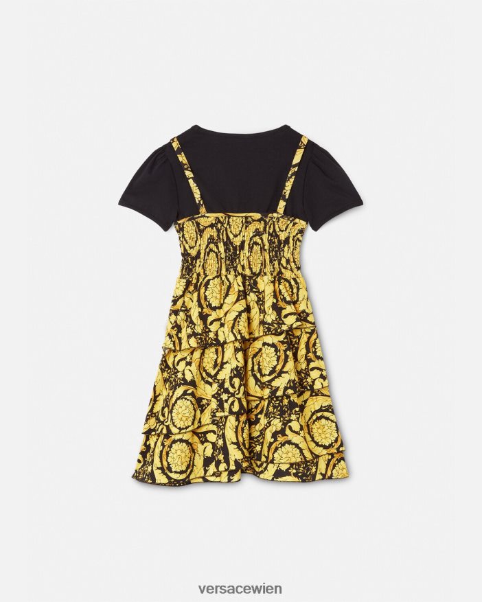Schwarz Kleid mit Rüschen im Barockstil Versace Kinder Kleidung 8N4XJD1987