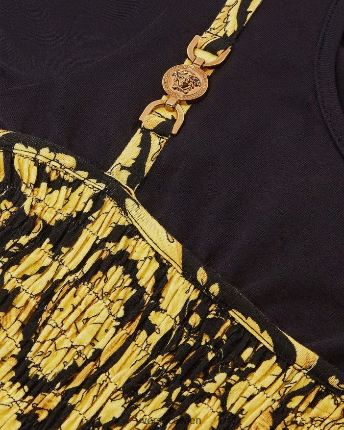 Schwarz Kleid mit Rüschen im Barockstil Versace Kinder Kleidung 8N4XJD1987