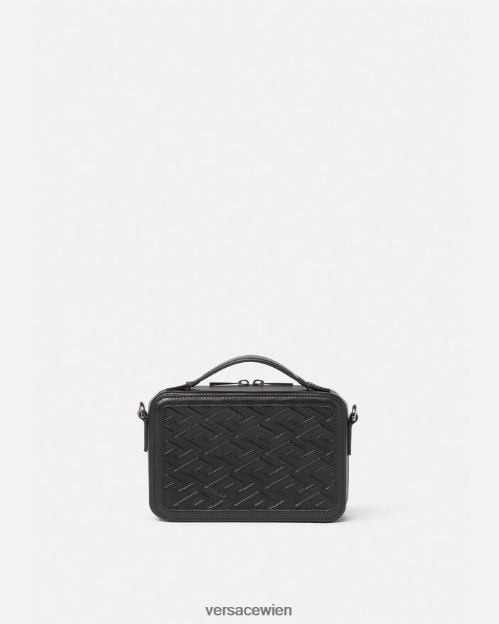 Schwarz Kleine Messenger-Tasche mit La-Greca-Signatur Versace Männer Taschen 8N4XJD1479