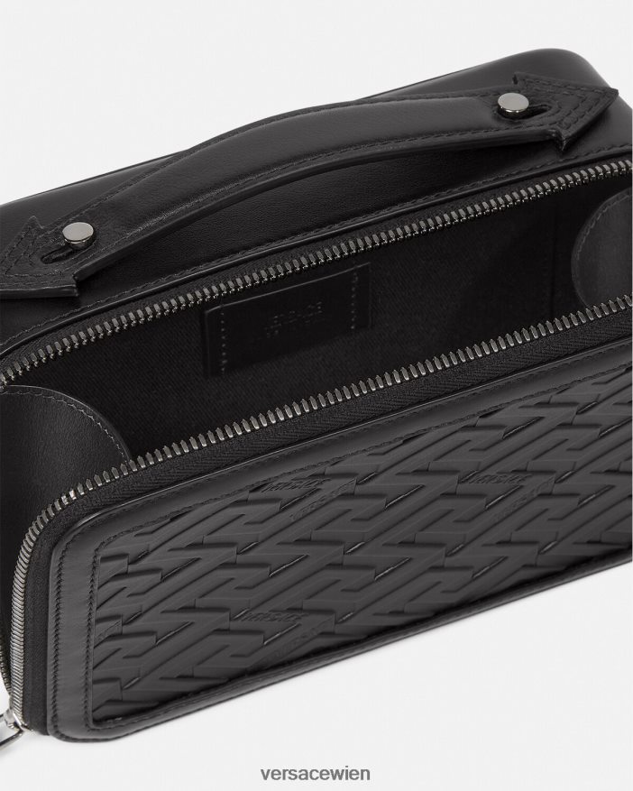 Schwarz Kleine Messenger-Tasche mit La-Greca-Signatur Versace Männer Taschen 8N4XJD1479