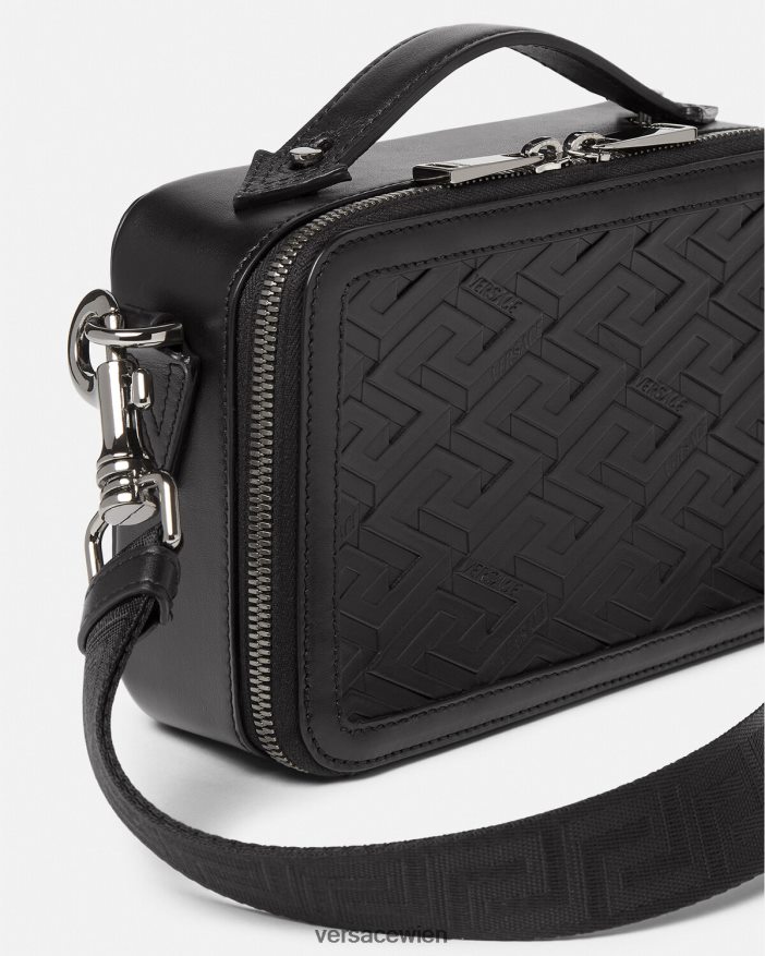 Schwarz Kleine Messenger-Tasche mit La-Greca-Signatur Versace Männer Taschen 8N4XJD1479