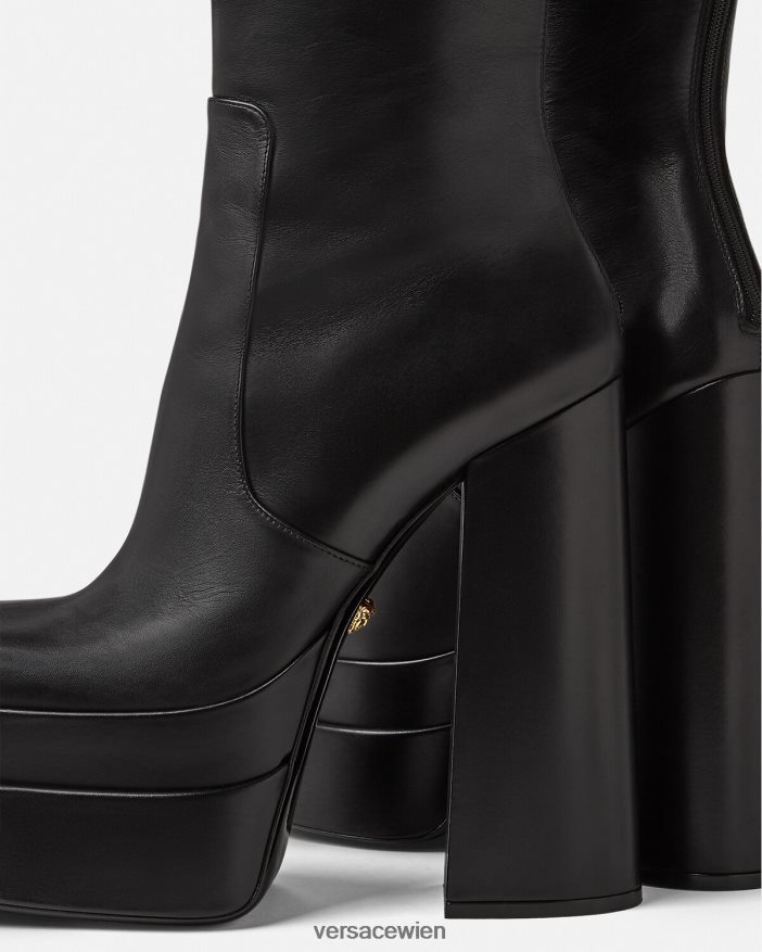 Schwarz Kniehohe Plateaustiefel von Aevitas Versace Frauen Schuh 8N4XJD477