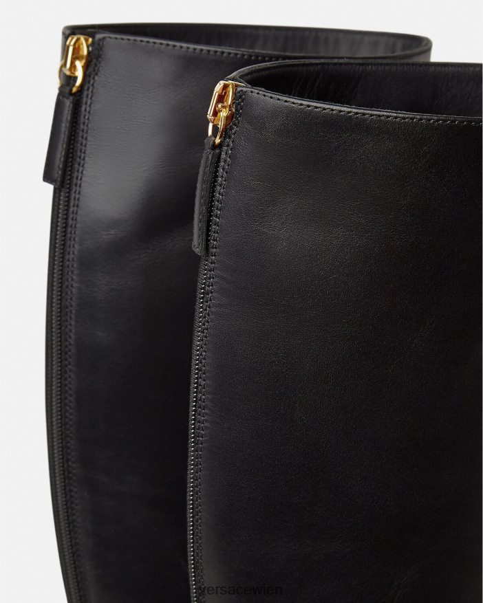 Schwarz Kniehohe Plateaustiefel von Aevitas Versace Frauen Schuh 8N4XJD477