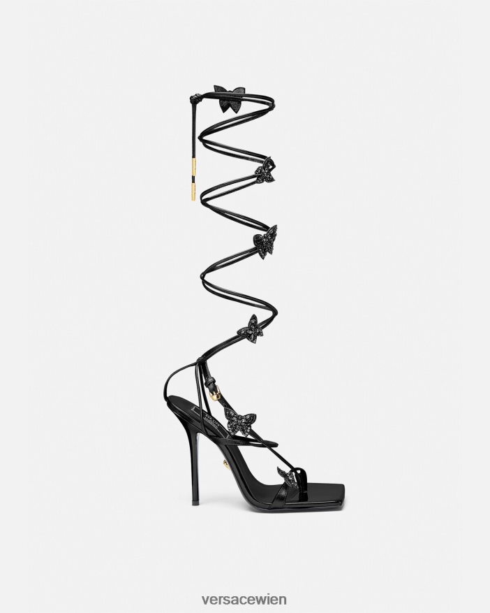 Schwarz Kristall-Schmetterlings-Sandalen Versace Frauen Schuh 8N4XJD435