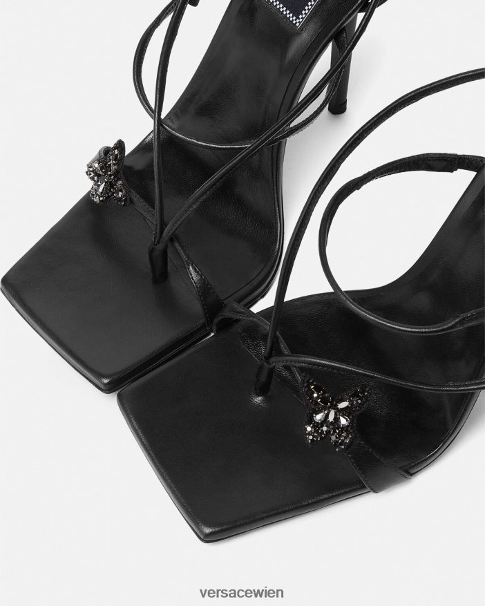 Schwarz Kristall-Schmetterlings-Sandalen Versace Frauen Schuh 8N4XJD435