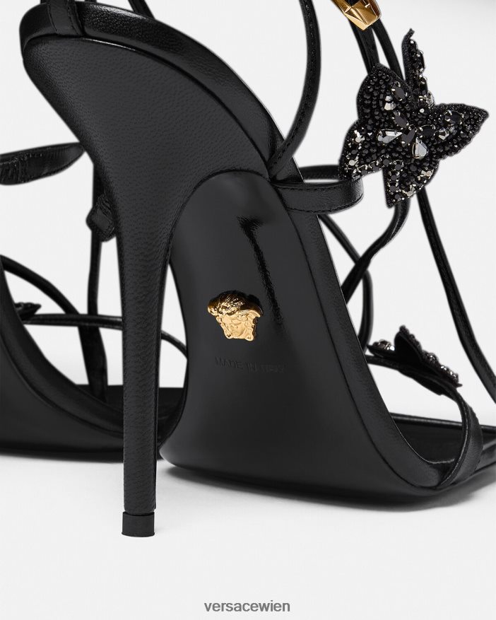 Schwarz Kristall-Schmetterlings-Sandalen Versace Frauen Schuh 8N4XJD435