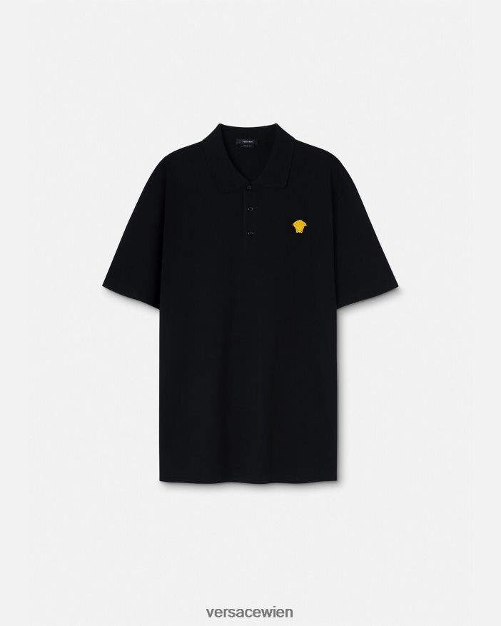 Schwarz Kurzarm-Poloshirt mit Medusa-Motiv Versace Männer Kleidung 8N4XJD1373