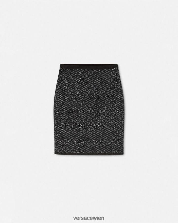 Schwarz La Greca Medusa-Jacquard-Strickrock Versace Frauen Kleidung 8N4XJD179