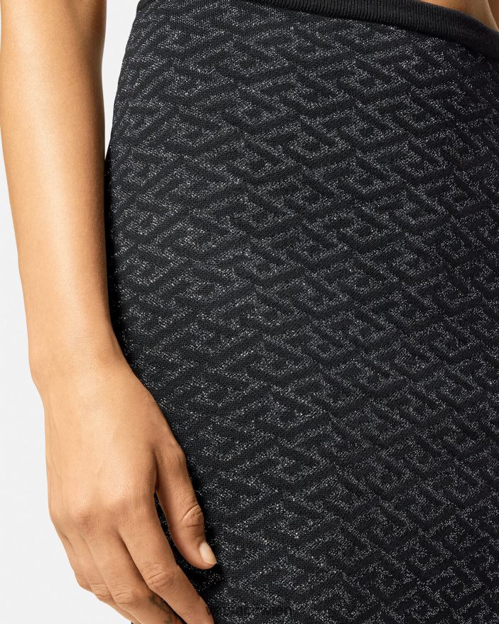 Schwarz La Greca Medusa-Jacquard-Strickrock Versace Frauen Kleidung 8N4XJD179