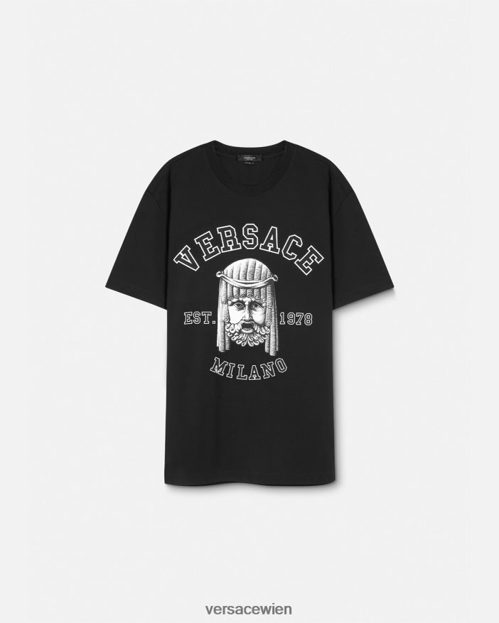 Schwarz La Maschera-Logo-T-Shirt Versace Männer Kleidung 8N4XJD1385