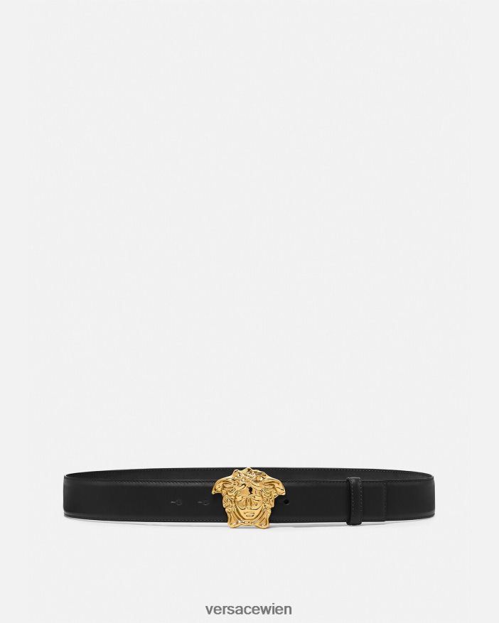 Schwarz La Medusa-Ledergürtel Versace Männer Zubehör 8N4XJD1620