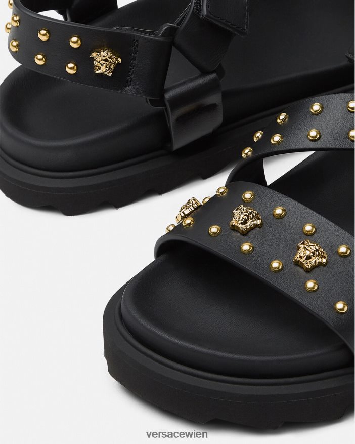 Schwarz La Medusa-Sandalen mit Nieten Versace Kinder Schuh 8N4XJD2041