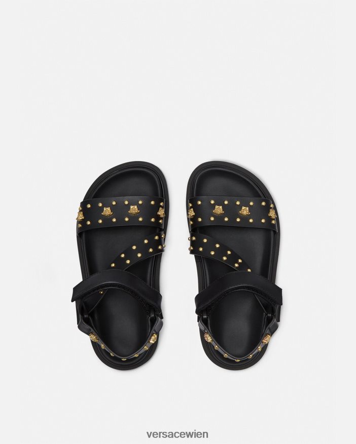 Schwarz La Medusa-Sandalen mit Nieten Versace Kinder Schuh 8N4XJD2041