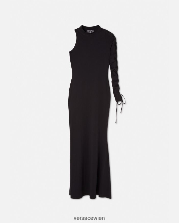Schwarz Langes Kleid mit einer Schulter Versace Frauen Kleidung 8N4XJD2194