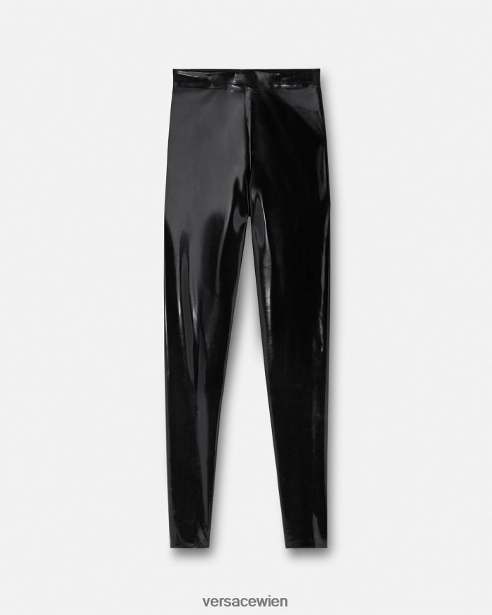 Schwarz Latex-Leggings Versace Frauen Kleidung 8N4XJD203