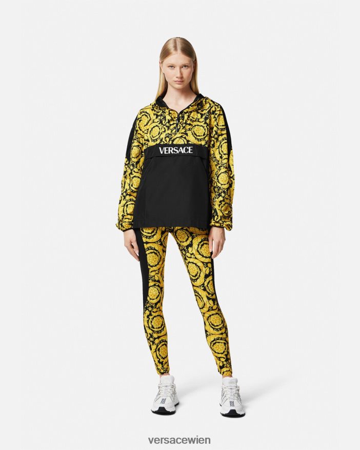 Schwarz Leggings im Barocco-Stil Versace Frauen Kleidung 8N4XJD241