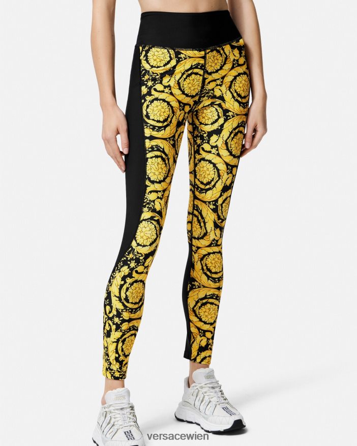Schwarz Leggings im Barocco-Stil Versace Frauen Kleidung 8N4XJD241
