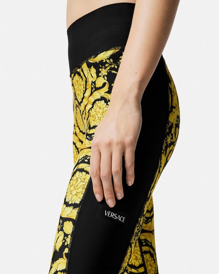 Schwarz Leggings im Barocco-Stil Versace Frauen Kleidung 8N4XJD241