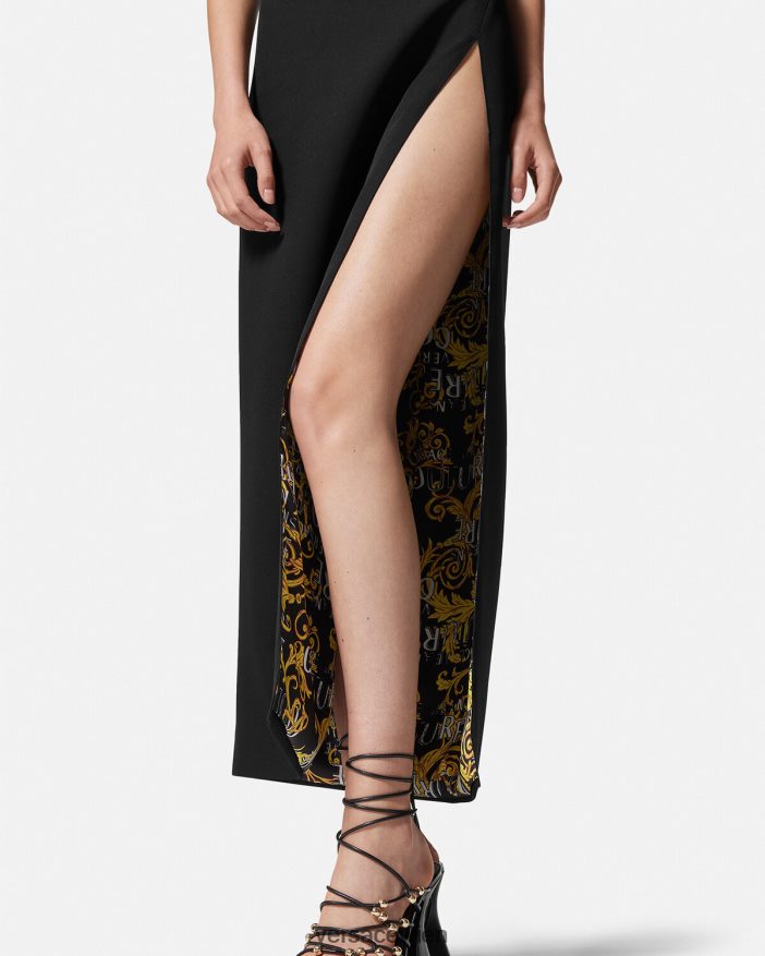 Schwarz Logo-Couture-Midikleid Versace Frauen Kleidung 8N4XJD2190
