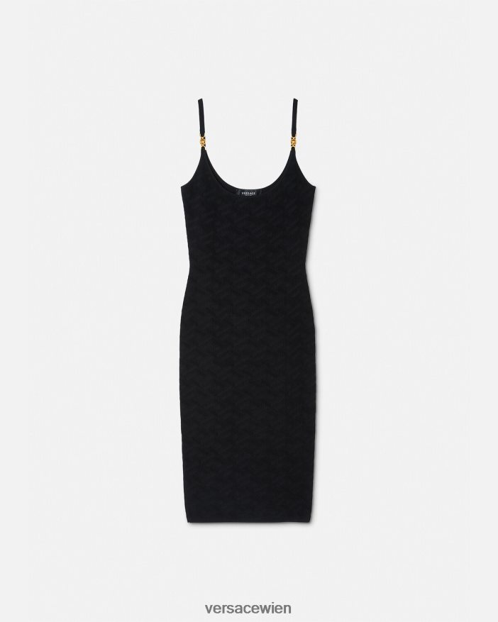 Schwarz Medusa 95 La Greca-Strick-Midikleid Versace Frauen Kleidung 8N4XJD38