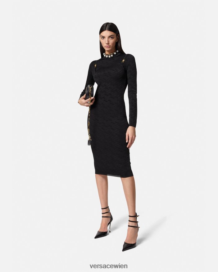 Schwarz Medusa \95 La Greca-Strick-Midikleid Versace Frauen Kleidung 8N4XJD38