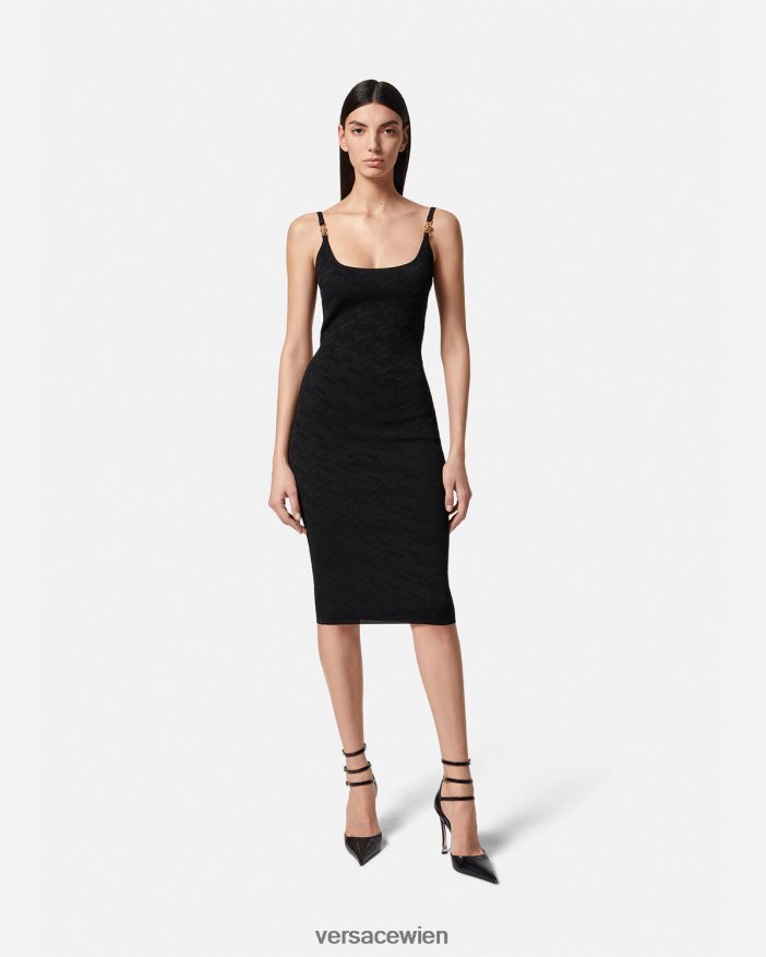 Schwarz Medusa \95 La Greca-Strick-Midikleid Versace Frauen Kleidung 8N4XJD38