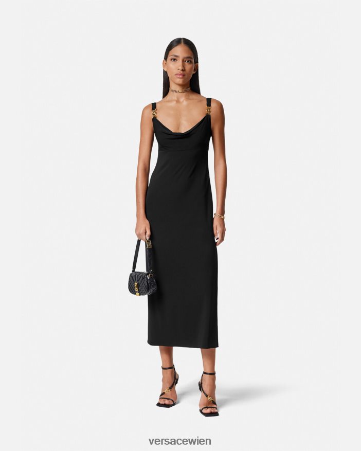 Schwarz Medusa \95 langes Kleid Versace Frauen Kleidung 8N4XJD44