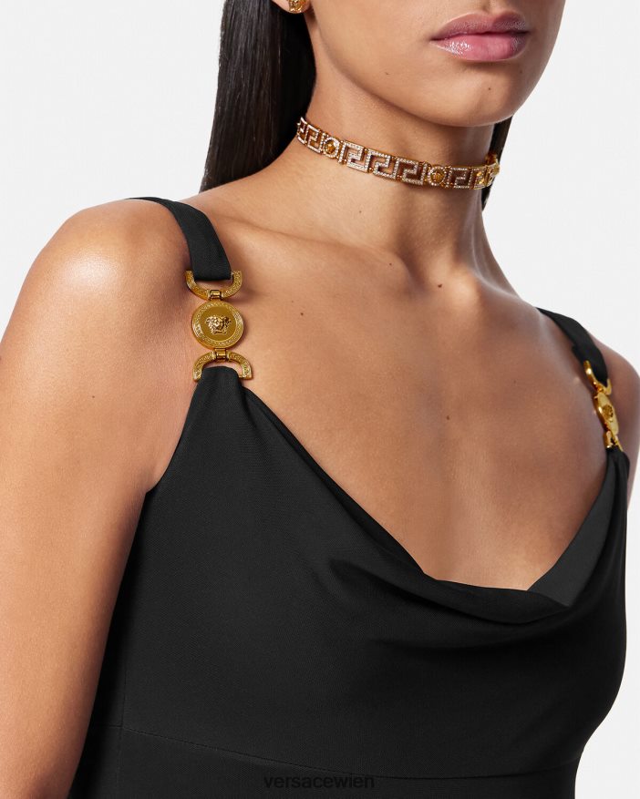 Schwarz Medusa \95 langes Kleid Versace Frauen Kleidung 8N4XJD44