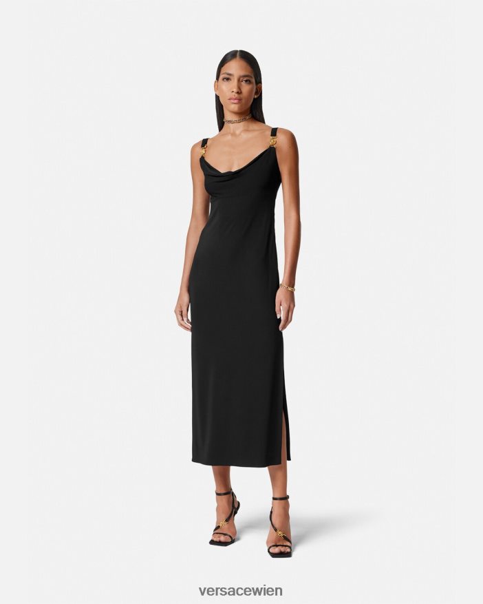 Schwarz Medusa \95 langes Kleid Versace Frauen Kleidung 8N4XJD44